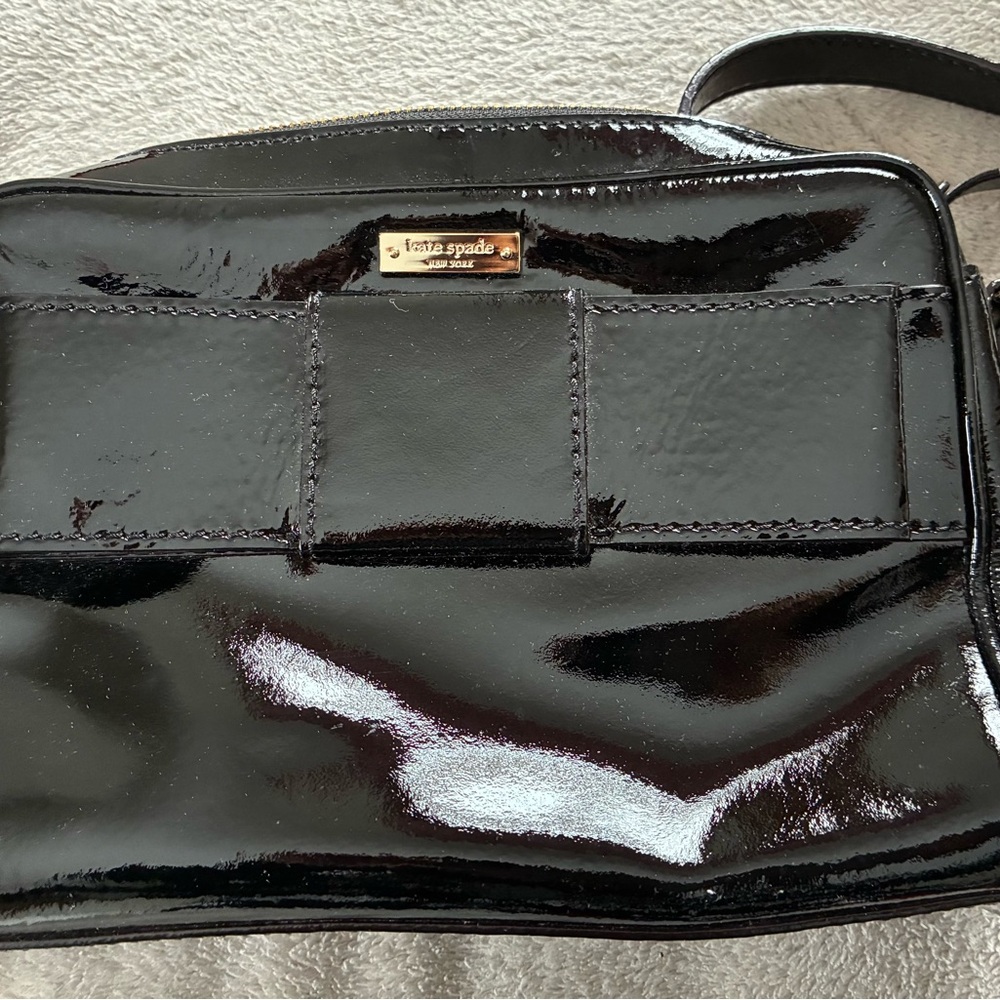 EUC Kate Spade Glossy Black Leather Bag